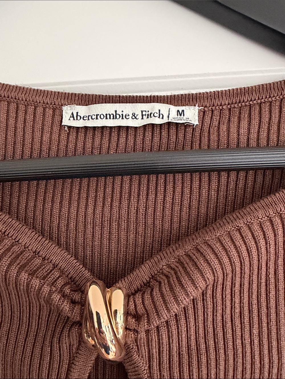 Abercrombie & Fitch Hardware Keyhole Maxi Sweater Dress M Brown, No sign of wear - Picture 10 of 11